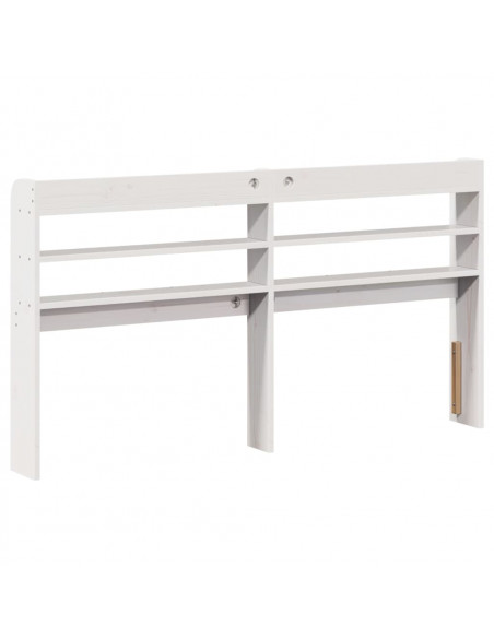 Testiera con Ripiani Bianca 160 cm in Legno Massello di Pino