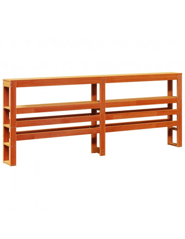 Testiera con Ripiani Marrone Cera 180 cm Legno Massello di Pino