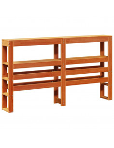 Testiera con Ripiani Marrone Cera 135 cm Legno Massello di Pino 2