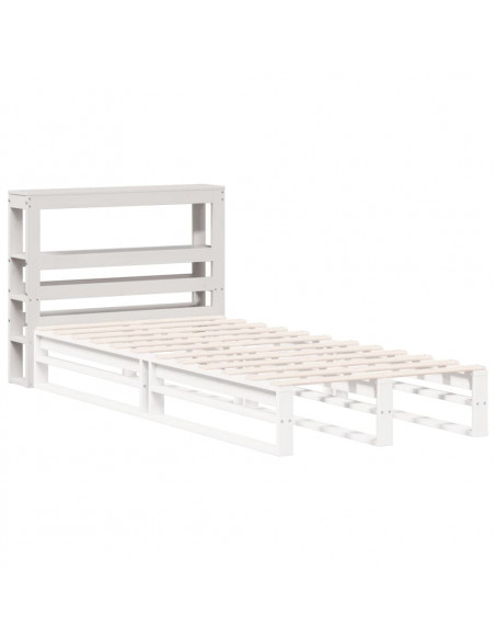 Testiera con Ripiani Bianca 100 cm in Legno Massello di Pino