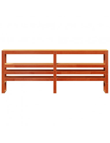 Testiera con Ripiani Marrone Cera 200 cm Legno Massello di Pino