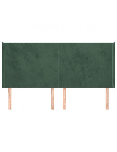Testiera ad Orecchio Verde Scuro 183x16x118/128 cm in Velluto