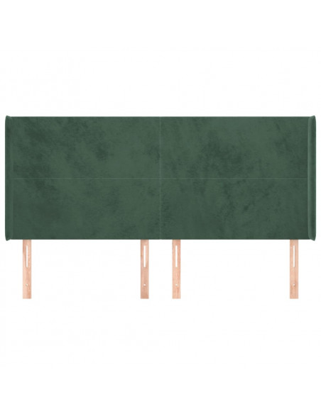 Testiera ad Orecchio Verde Scuro 183x16x118/128 cm in Velluto