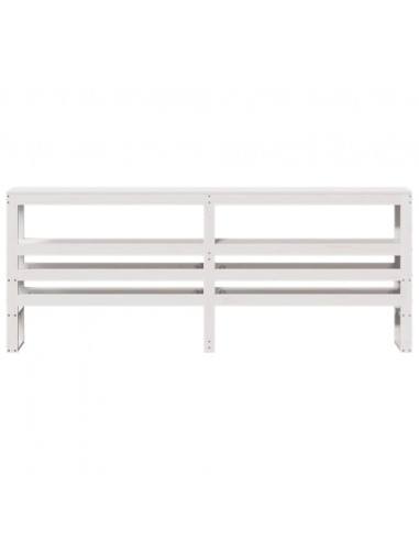 Testiera con Ripiani Bianca 180 cm in Legno Massello di Pino