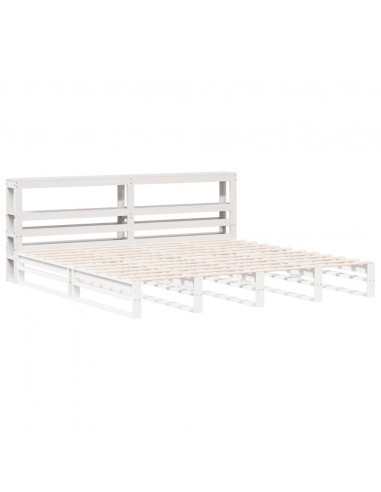 Testiera con Ripiani Bianca 180 cm in Legno Massello di Pino