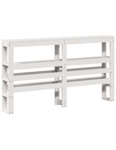 Testiera con Ripiani Bianca 135 cm in Legno Massello di Pino 2