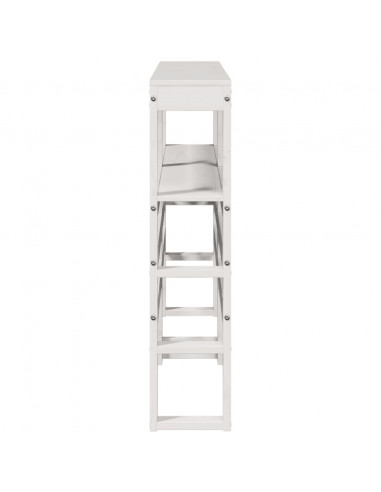 Testiera con Ripiani Bianca 135 cm in Legno Massello di Pino