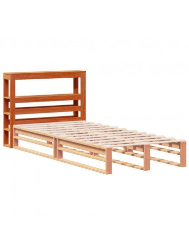 Testiera con Ripiani Marrone Cera 100 cm Legno Massello di Pino