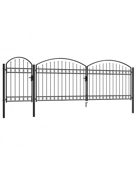 Cancello da Giardino ad Arco in Acciaio 1,75x5 m Nero