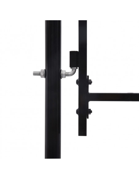 Cancello per recinzione da giardino ASSEN con parte superiore ad arco in acciaio 1,25x5 m Nero
