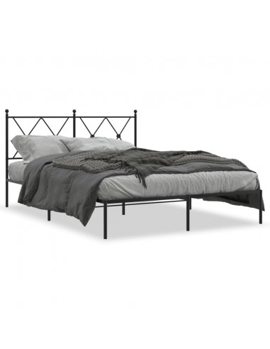 Giroletto con Testiera in Metallo Nero 135x190 cm