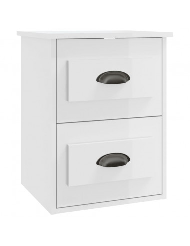 Comodino a Parete Bianco Lucido 41,5x36x53 cm