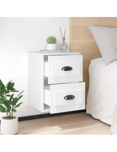 Comodino a Parete Bianco Lucido 41,5x36x53 cm