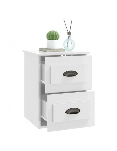 Comodino a Parete Bianco Lucido 41,5x36x53 cm