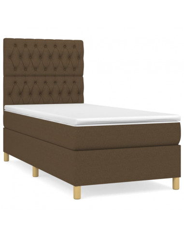 Giroletto a Molle con Materasso Marrone Scuro 90x200 cm Tessuto