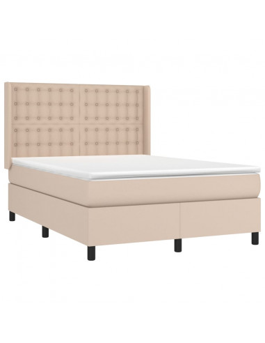 Giroletto Molle Materasso e LED Cappuccino 140x200cm Similpelle