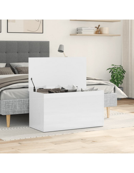 Cassapanca Bianco Lucido 84x42x46 cm in Legno Ingegnerizzato
