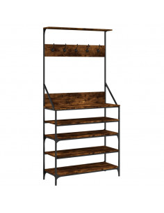 Appendiabiti con Porta Scarpe Rovere Fumo 90x34x184 cm 2