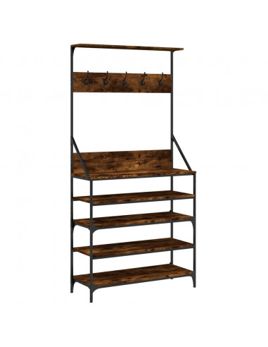 Appendiabiti con Porta Scarpe Rovere Fumo 90x34x184 cm