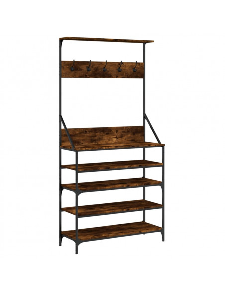Appendiabiti con Porta Scarpe Rovere Fumo 90x34x184 cm