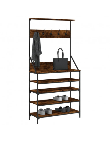 Appendiabiti con Porta Scarpe Rovere Fumo 90x34x184 cm