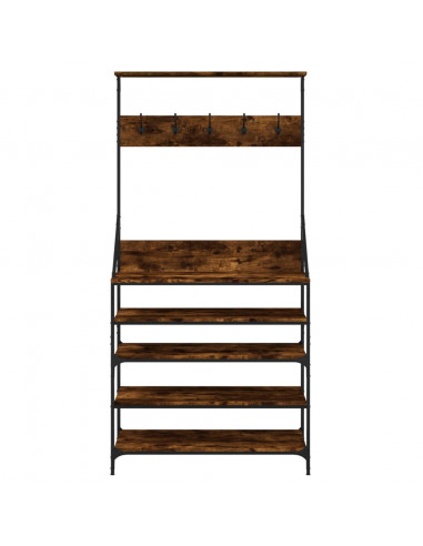 Appendiabiti con Porta Scarpe Rovere Fumo 90x34x184 cm