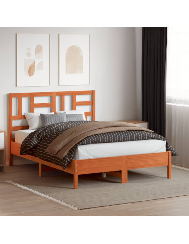 Testiera Marrone Cera 150 cm in Legno Massello di Pino