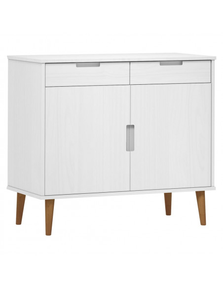 Credenza MOLDE Bianca 90x40x80 cm in Legno Massello di Pino