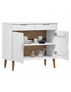 Credenza MOLDE Bianca 90x40x80 cm in Legno Massello di Pino 2