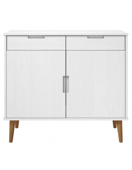 Credenza MOLDE Bianca 90x40x80 cm in Legno Massello di Pino