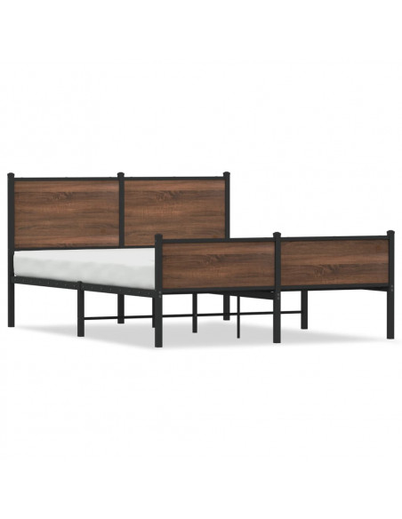 Giroletto Testiera e Pediera Metallo Rovere Marrone 137x190 cm