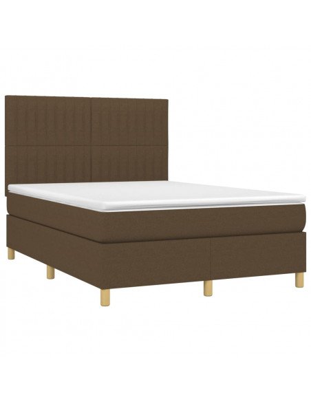 Giroletto a Molle con Materasso Marrone Scuro 140x190cm Tessuto