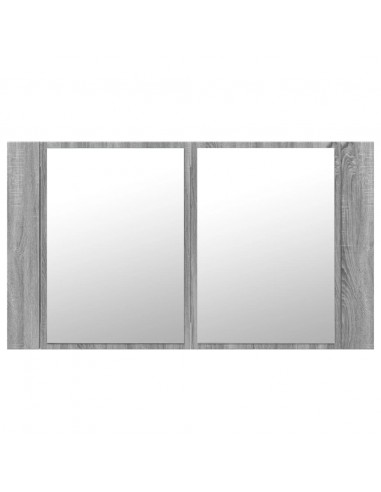 Armadietto a Specchio con LED Grigio Sonoma 80x12x45cm Acrilico