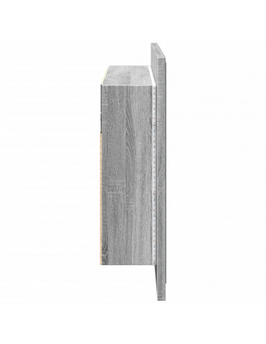 Armadietto a Specchio con LED Grigio Sonoma 80x12x45cm Acrilico