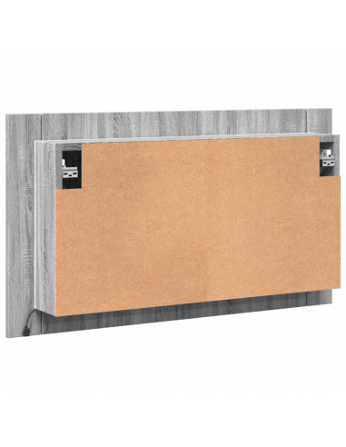 Armadietto a Specchio con LED Grigio Sonoma 80x12x45cm Acrilico