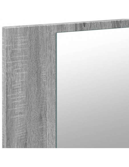 Armadietto a Specchio con LED Grigio Sonoma 80x12x45cm Acrilico