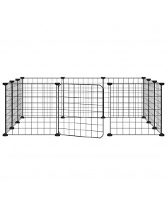 Gabbia per Animali 12 Pannelli con Porta Nero 35x35 cm Acciaio 2