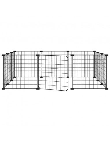 Gabbia per Animali 12 Pannelli con Porta Nero 35x35 cm Acciaio
