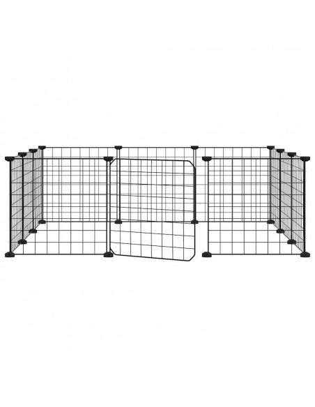 Gabbia per Animali 12 Pannelli con Porta Nero 35x35 cm Acciaio