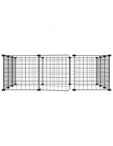 Gabbia per Animali 12 Pannelli con Porta Nero 35x35 cm Acciaio