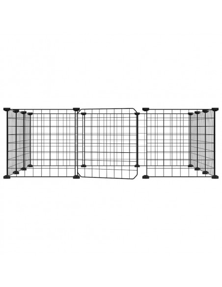 Gabbia per Animali 12 Pannelli con Porta Nero 35x35 cm Acciaio