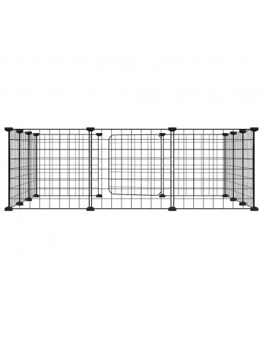 Gabbia per Animali 12 Pannelli con Porta Nero 35x35 cm Acciaio