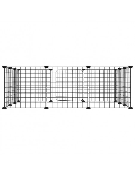 Gabbia per Animali 12 Pannelli con Porta Nero 35x35 cm Acciaio