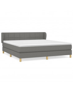 Giroletto a Molle con Materasso Grigio Scuro 160x200 cm Tessuto 2