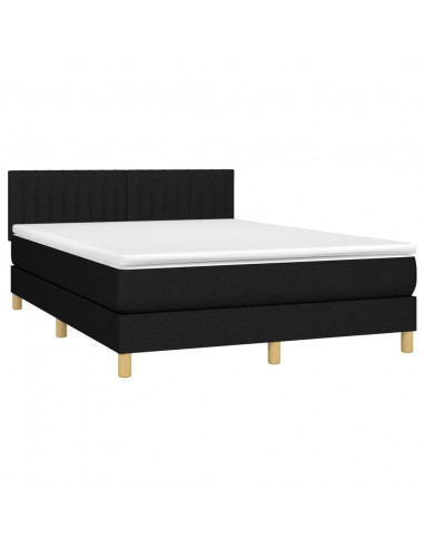 Letto a Molle con Materasso e LED Nero 140x190 cm in Tessuto