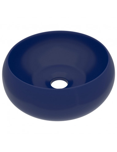 Lavandino Lusso Rotondo Blu Scuro Opaco 40x15 cm in Ceramica