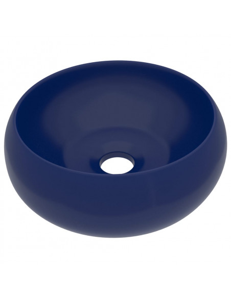 Lavandino Lusso Rotondo Blu Scuro Opaco 40x15 cm in Ceramica