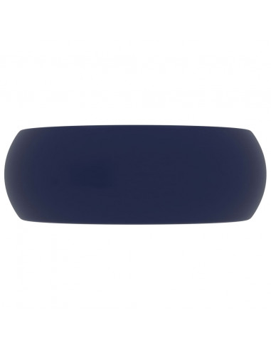 Lavandino Lusso Rotondo Blu Scuro Opaco 40x15 cm in Ceramica