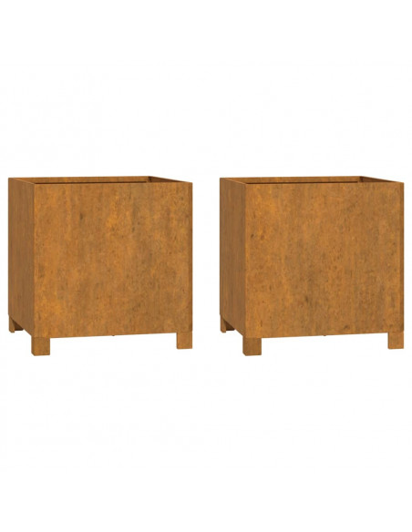 Fioriere con Gambe 2pz Ruggine 42x40x43 cm Acciaio Corten
