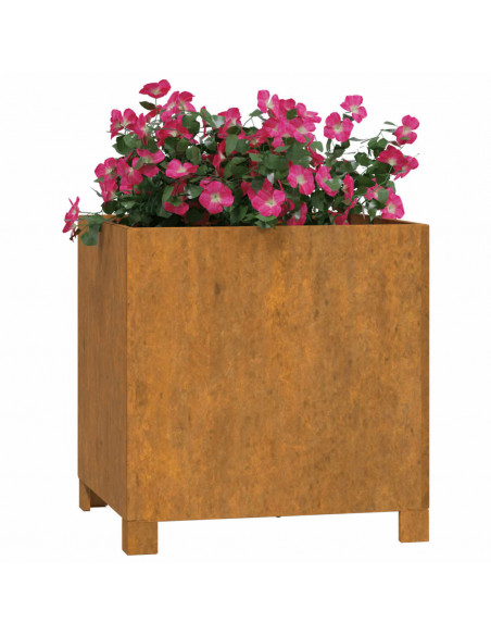 Fioriere con Gambe 2pz Ruggine 42x40x43 cm Acciaio Corten